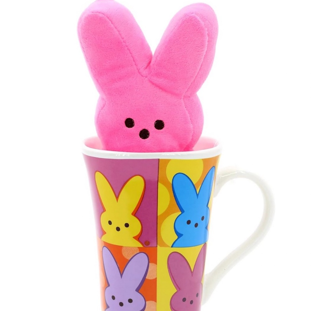 Peeps novelty ceramic mug with pink Plushie- NWT
